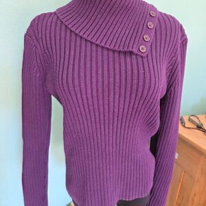 St. John's Bay mock Turtleneck Cable Knit Chunky Pullover Sweater Women's Size L